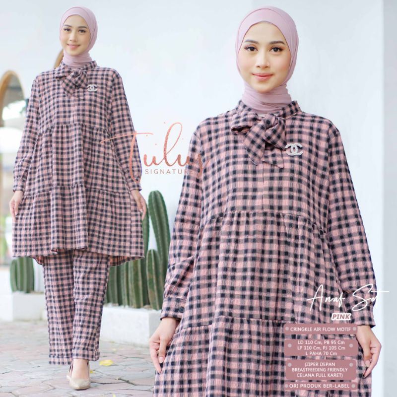 ANAF SET BY TULUS SIGNATURE (ONE SET WANITA) Setelan muslimah kotak-kotak rekomended