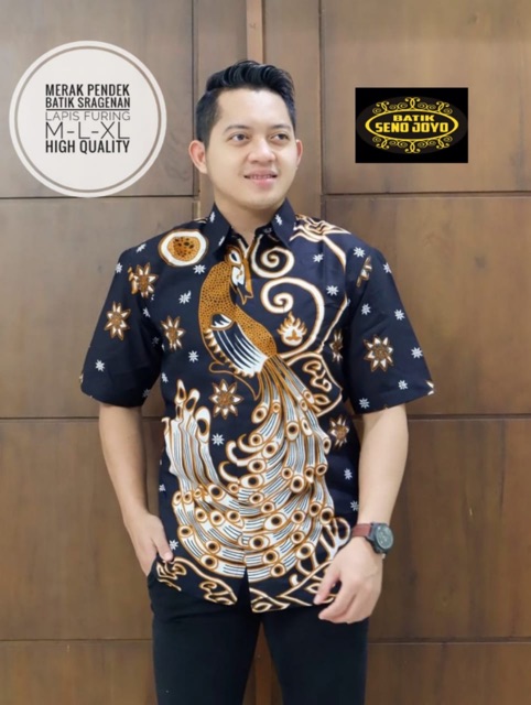 Kemeja Batik MERAK HITAM FULL FURING Katun Halus Ori Solo