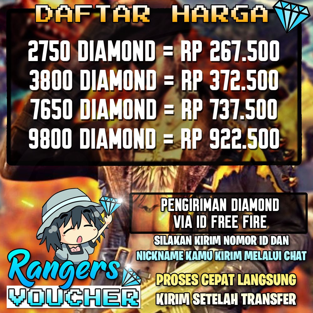 Top Up Diamond Free Fire Murah Rangers Voucher