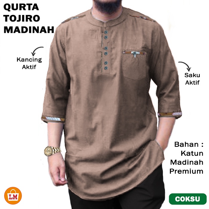 LOBBY MODE Baju Koko Pria Muslim QURTA TOJIRO bahan Toyobo Premium 23151 23153 23155 23157-Coksu Madinah