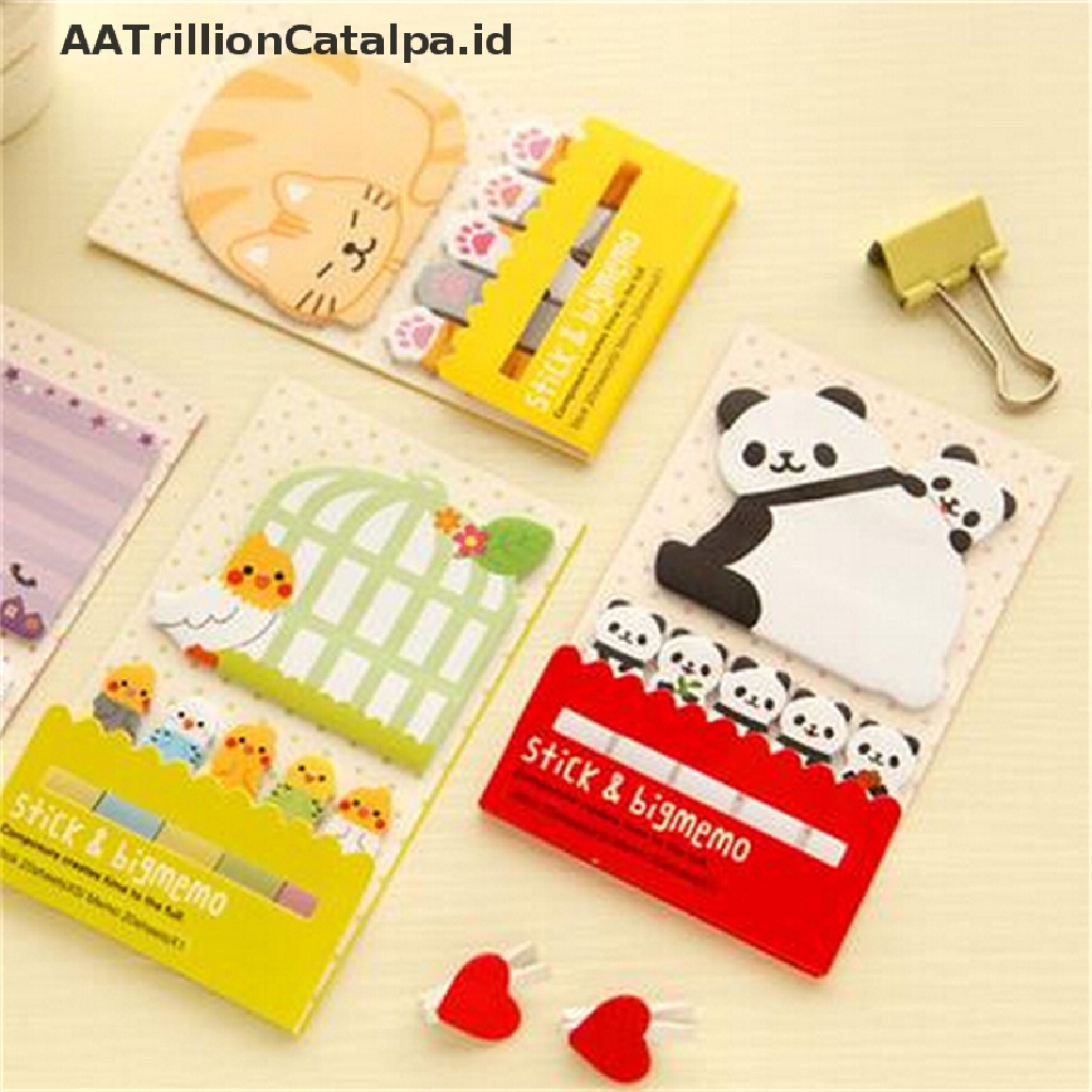 (AATrillionCatalpa) Sticky Note / Memo / Pembatas Buku Motif Kartun Panda / Kucing Lucu