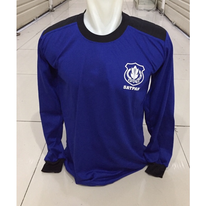 kaos satpam/security biru benhur lengan panjang