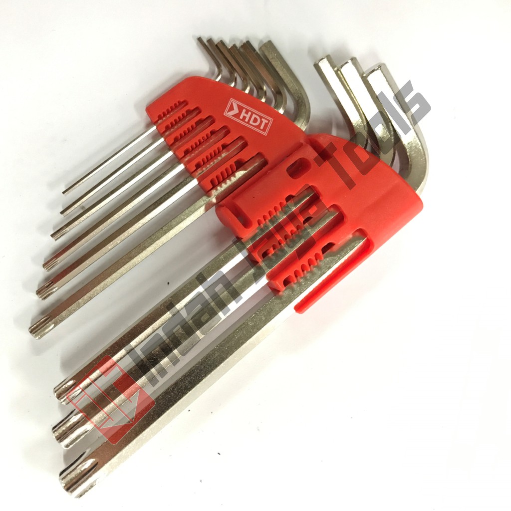 HDT Kunci L Long + L Bintang Set Panjang Kombinasi 9 pcs - Hex Torx Set Key