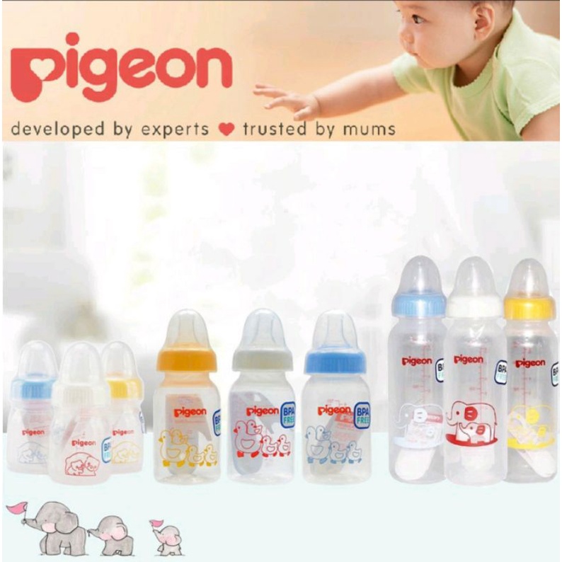 Botol Susu Bayi PIGEON Slim Neck 50ml, 120ml, 250ml BPA FREE Botol Dot Susu Baby Dot Bulat PP Standar