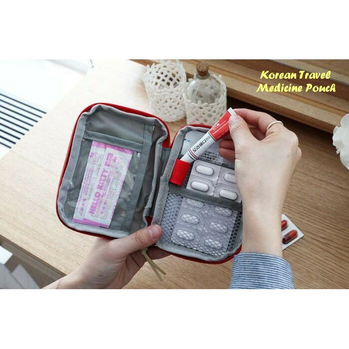 Medicine Pouch P3K Tas Obat Mini Travel Medicine Pouch Tempat Kotak Obat Organizer First Aid Koper Korean