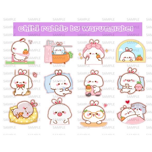 

STICKER CHIBI RABBIT BUJO BULLET JOURNALING MINI