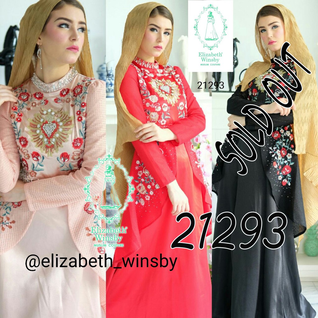 [BAJU MUSLIM] ELIZABETH WINSBY FASHION MUSLIM GAMIS PESTA SYARII HIJAB SATIN