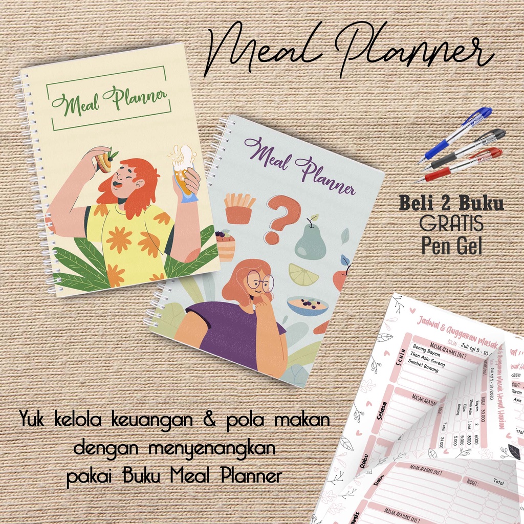 

Artomaringi Meal Planner / Jadwal Menu Hemat Harian Beli 2 Buku Gratis Pen Gel Kode MP01
