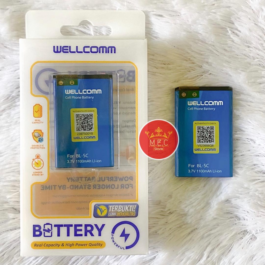 Baterai / Battery Double IC Power Nokia BL-5C / BL5C , BL 5C Original Wellcomm