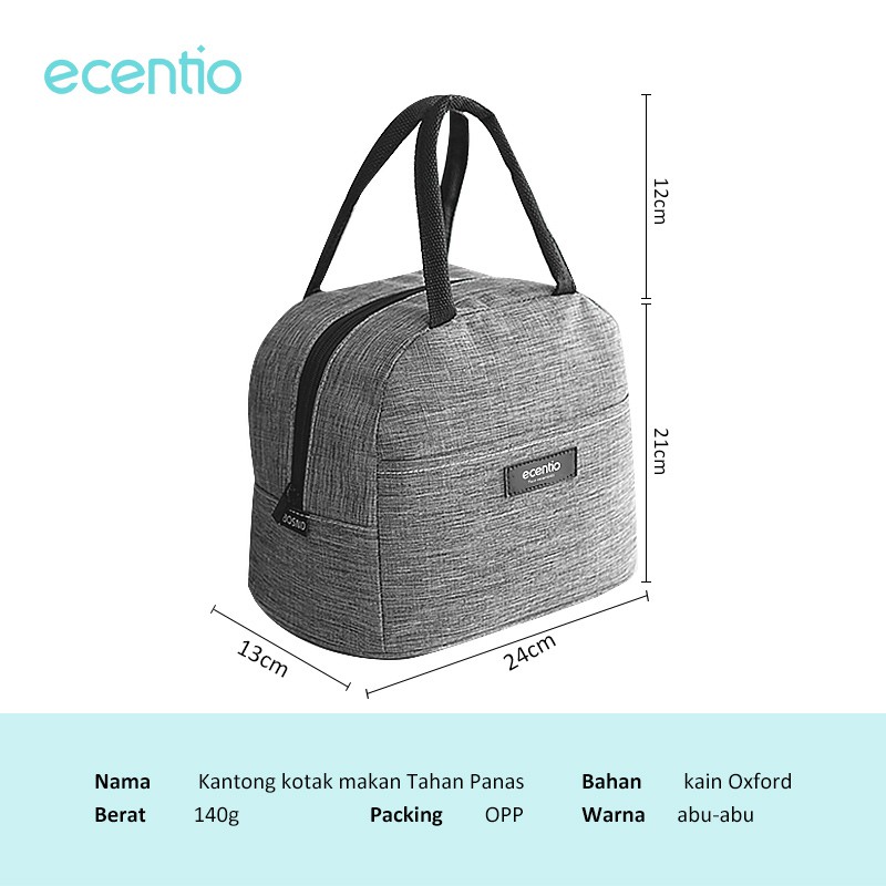 ecentio &amp; FOODI Kecil Tas Bekal Lunch Bag Cooler Tas Tempat Makan Kotak Makan tahan panas/Totebag lunch box piknik polos