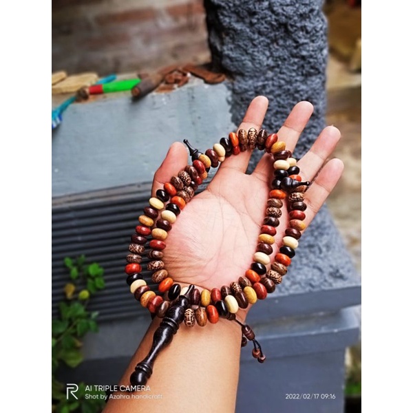 tasbih kombinasi 9 kayu pipih liwung macan galih Johar secang galih kelor hitam kemuning galih asem 
