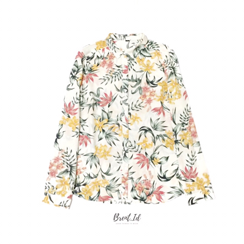 H.M Floral Leaf Shirt-Kemeja & Blouse Wanita