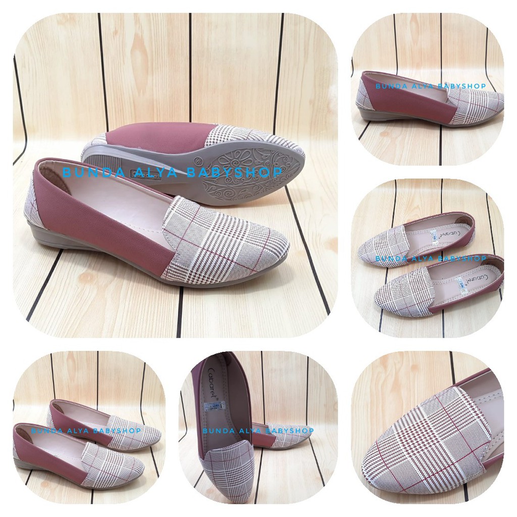 Sepatu Wanita Slipon  CABARET Flatshoes Premium SALEM Size 37 - 40  - Sepatu Sepatu Flatshoes Motif Tartan