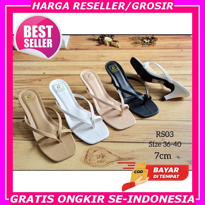 Heels Wanita Tali Depan Lebar Sintetis Vbab-037 Heels Hills Heel Sepatu Hak Tinggi Hak Tahu Sandal H
