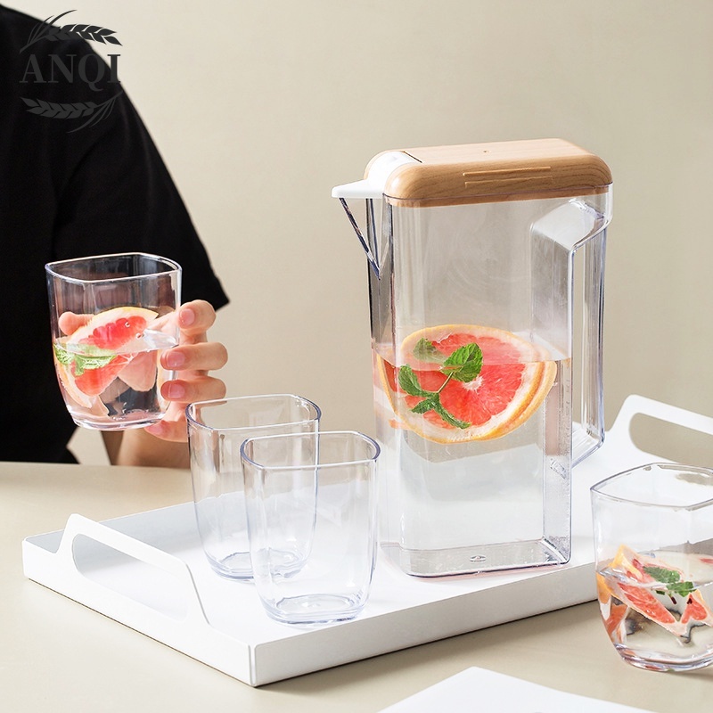 Teko Air Panas Dan Dingin set dengan Cangkir / Teko plastik Air minum Jug 2 Liter Besar Plastik