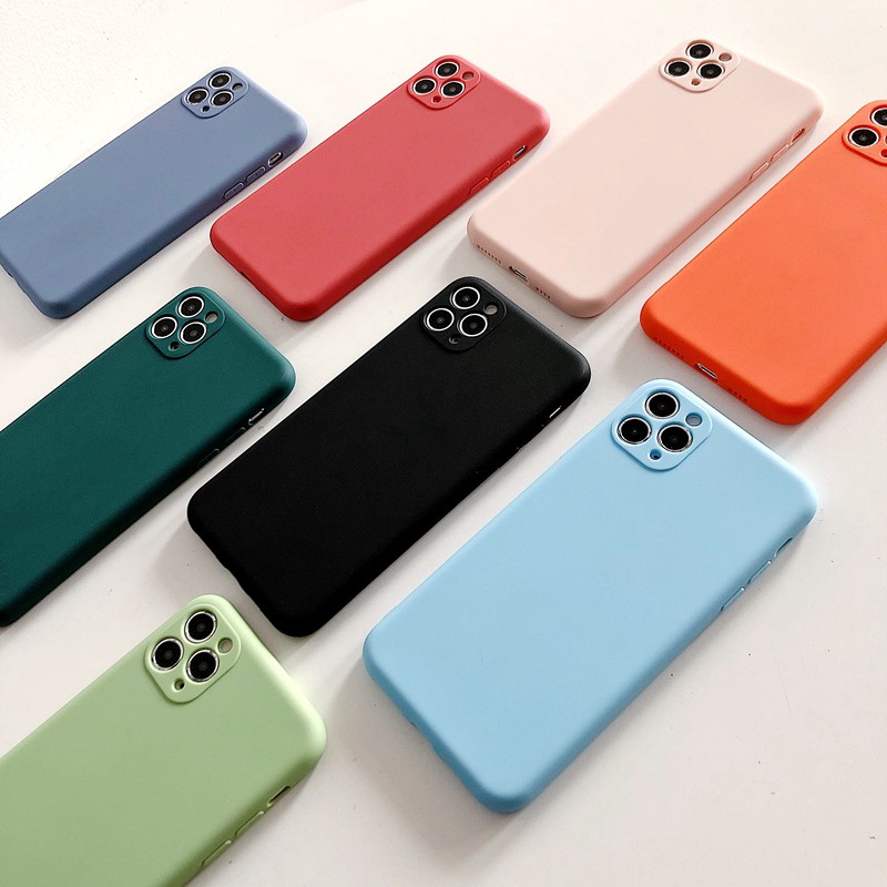 Soft Case TPU Polos Proteksi Kamera shockproof Cover iphone 6 6s 7 8 PLUS X Xr Xs 11 Pro Max