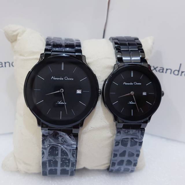 ALEXANDRE CHRISTIE AC 8615 BLACK JAM TANGAN COUPLE ORIGINAL