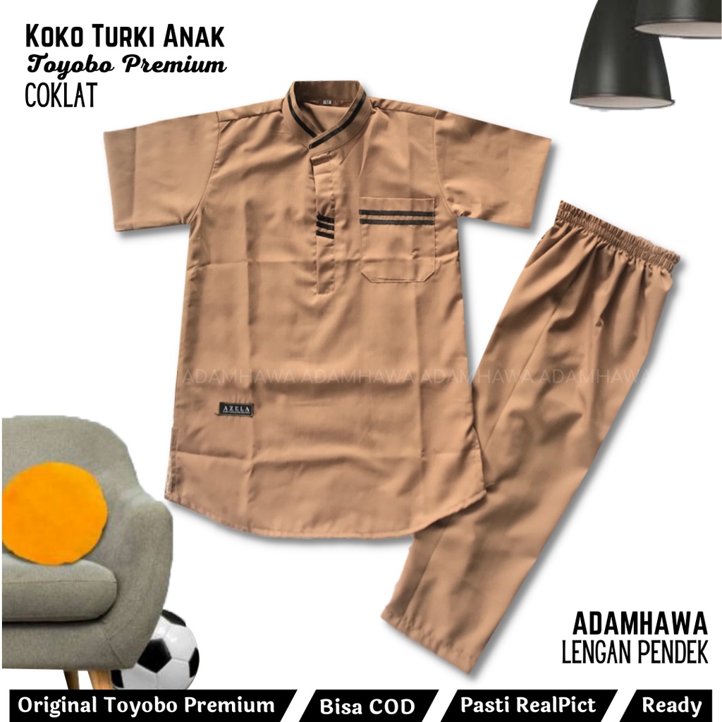 Setelan Baju  Koko Anak Turki Laki laki Umur 3-12Tahun  Set Koko Anak Muslim Lengan Pendek Alexa