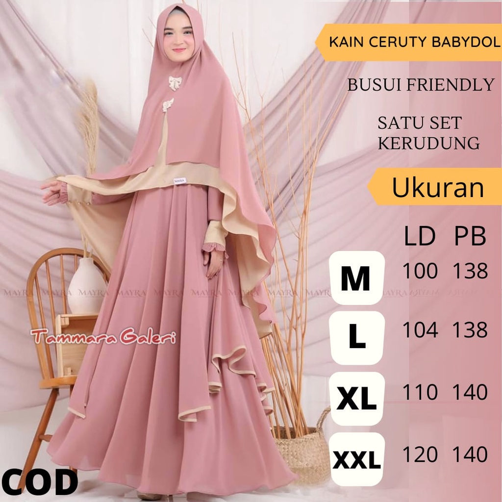 M L XL XXL Baju Gamis ukuran Jumbo Terbaru 2021 BIG SIZE LD 120 Kaffa Syari Matt Ceruty Babydoll Set