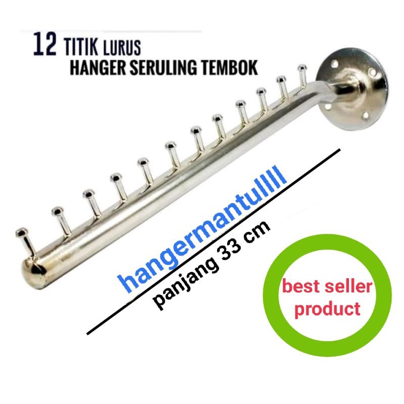 Hanger suling tembok 12 titik tekuk Gantungan baju Display toko