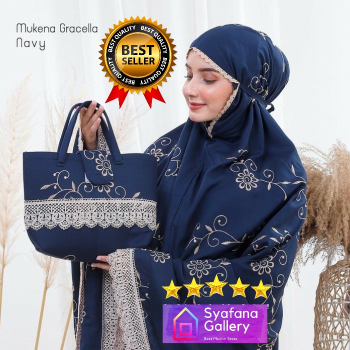 MUKENA- MUKENA DEWASA GRACELLA BORDIR KATUN RAYON PREMIUM SAKURA SITI KHADIJAH - COKSU -MUKENA.