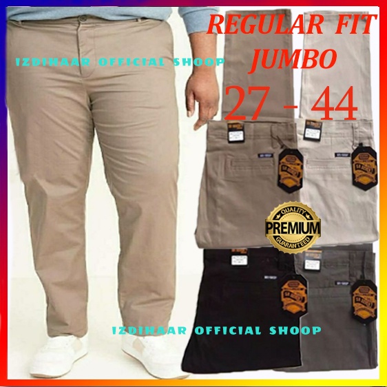 SUPER JUMBO celana panjang pria chino BIG SIZE SUPER JUMBO reguler longgar 30-49 bahan melar