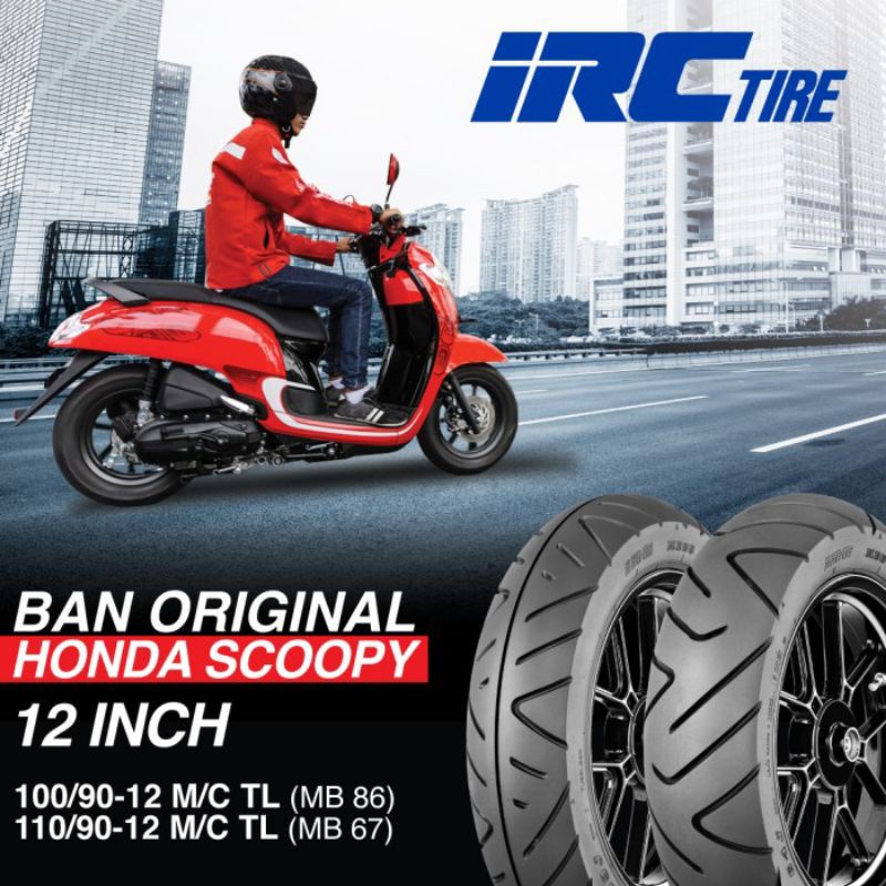 Ban Belakang Motor IRC 110/90-12 MB67 Tubeless Honda Scoopy
