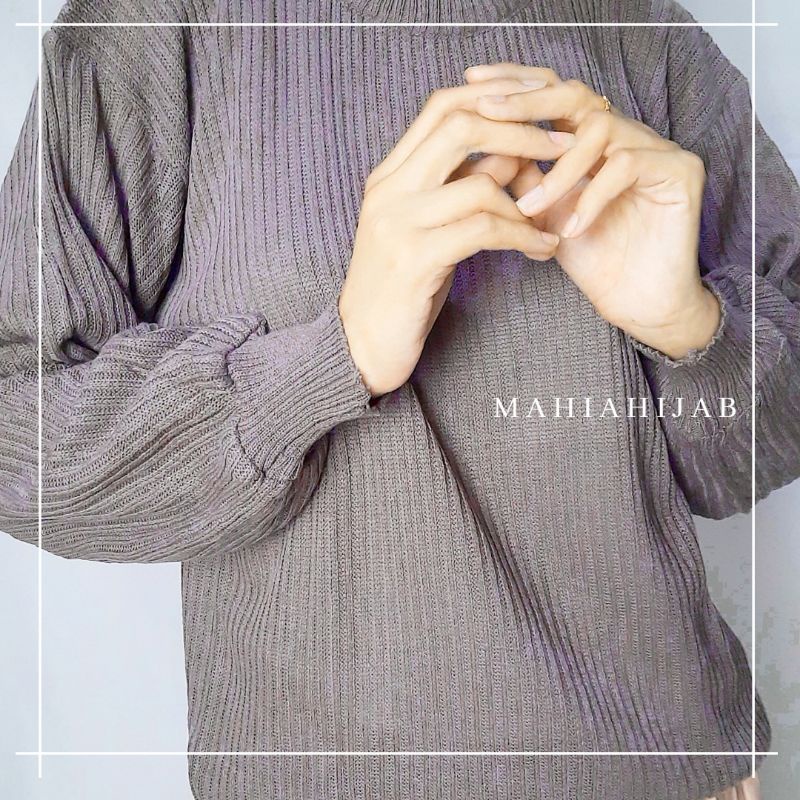 Lalisa Sweater, Sweater rajut premium lengan balon by Mahiahijab