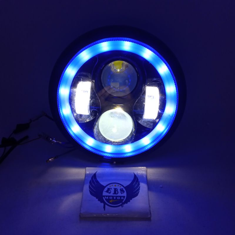 LAMPU DAYMAKER ANGEL EYE 4 MATA LIST BIRU PLUS BATOK CB100
