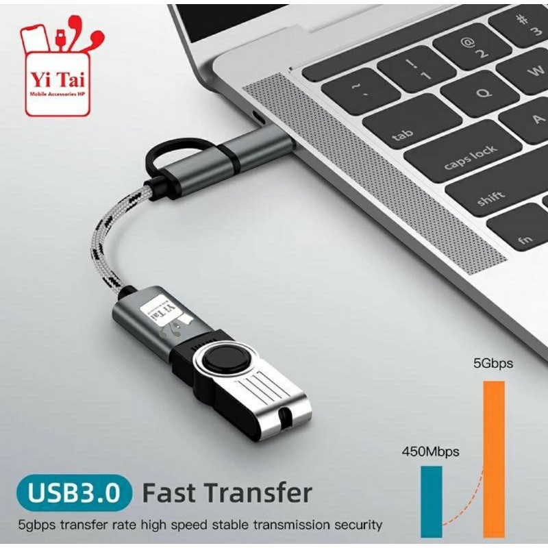 KABEL OTG DAN NON KABEL OTG 2 IN 1 YI TAI YT-21 MICRO USB TYPE C FAST TRANSFER DATA 3.0