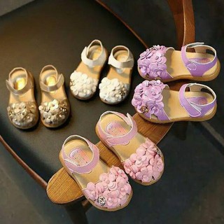 SH17124 Sepatu sandal  casual pesta  bunga pink ungu putih  