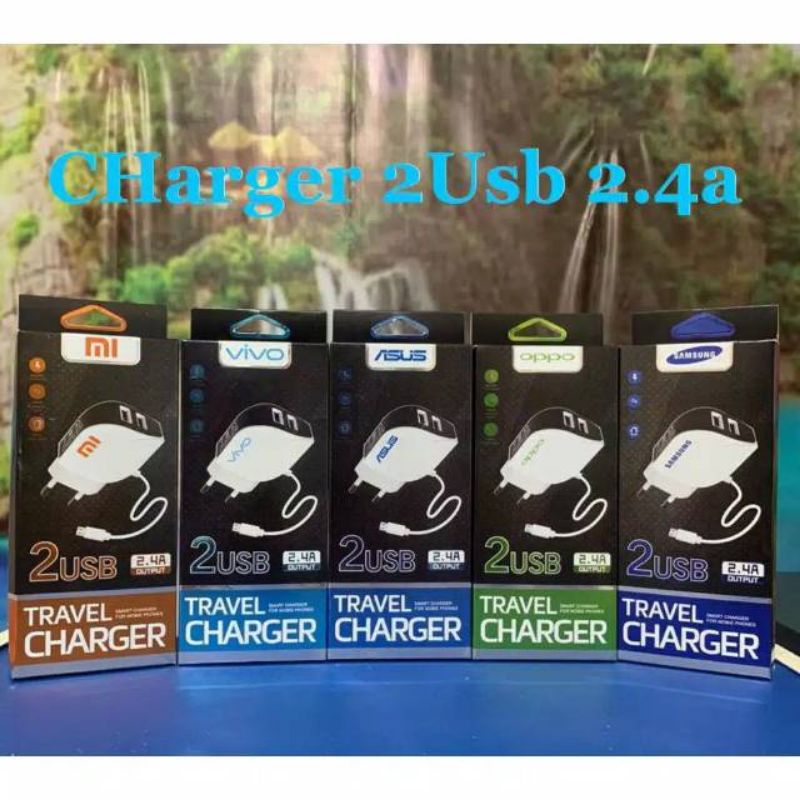 Charger, Tc, Charging, Cassan, Charger Brand Daun ASUS 2usb 2.4A