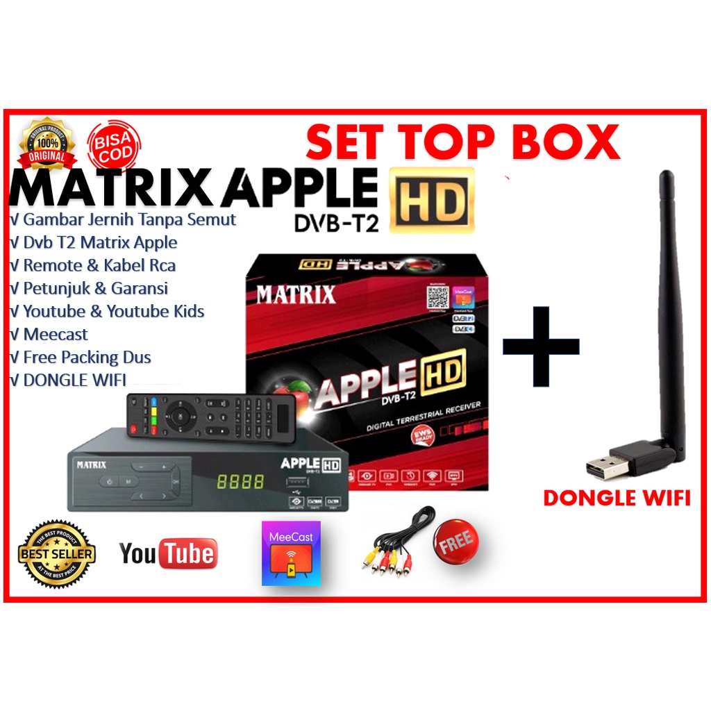 Set Top Box Matrix Apple Full Hd DVB T2 &amp; C STB Matrix STB Digital Setopbox Matrix Receiver Matrix