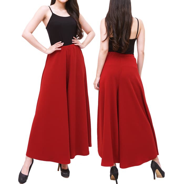 P24U8 Grab It Fast Celana Kain Wanita Pinggang Karet Ed Kulot Kaos Super Jumbo U V38P5  Celana Kul