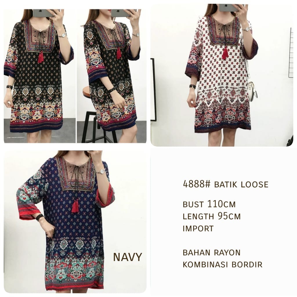 4888 3M THREE M BATIK LOOSE IR TERMURAH FASHION DRES Impor GROSIR MURAH  TERJANGKAU