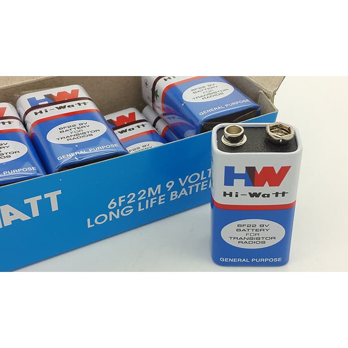 Baterai 9V / Battery 9 Volt / Baterai Kotak Merk Hw ( Hi-Watt )
