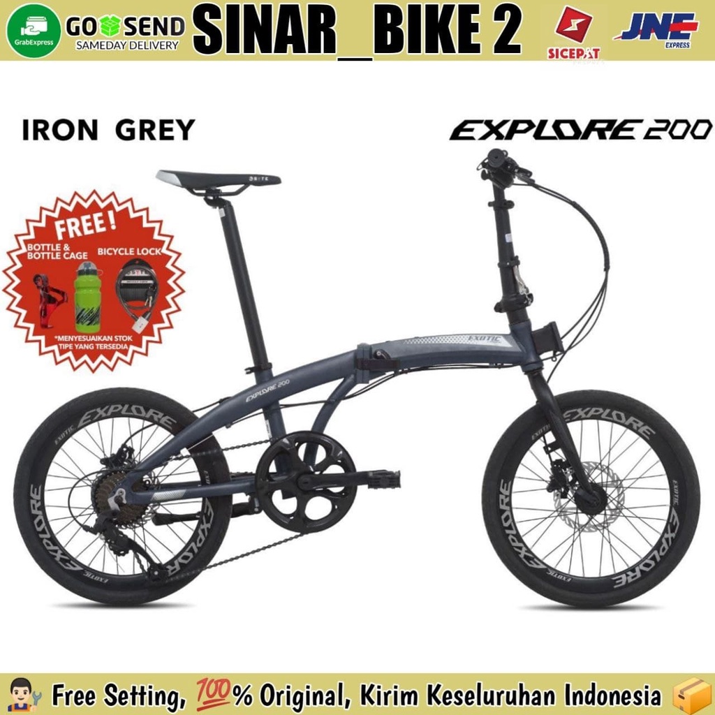 Sepeda Lipat 20 Inch Exotic Explore 200 Alloy 9 Speed Hidrolik