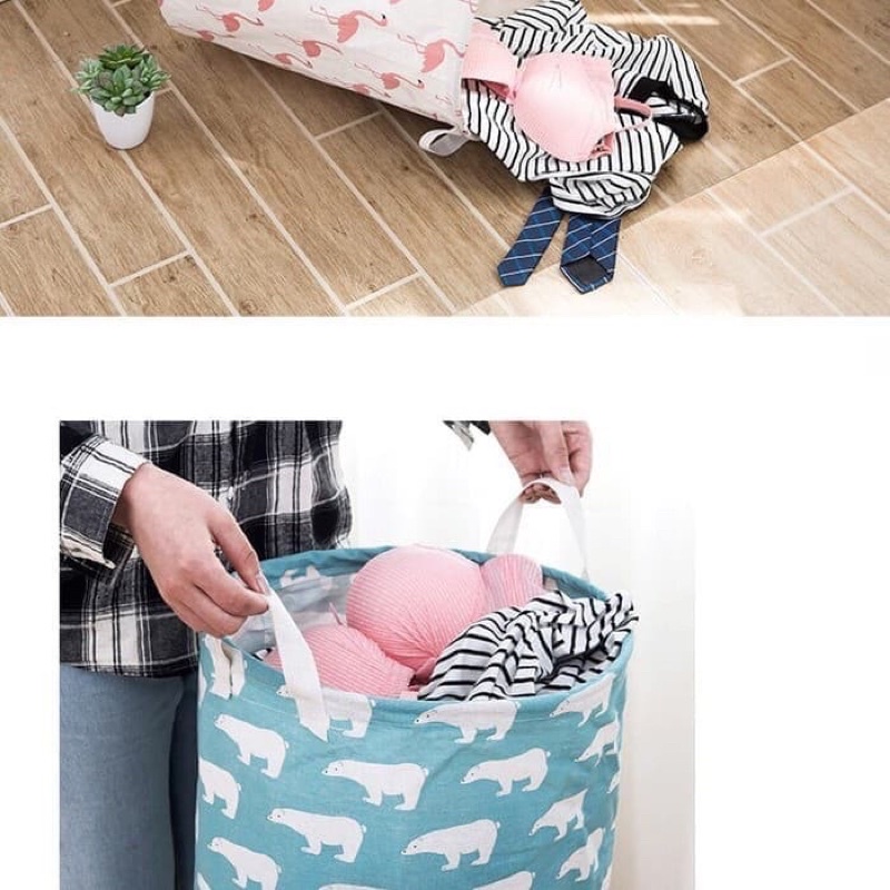 DK KERANJANG Pakaian Kotor Motif / Laundry Basket / Keranjang Baju Bulat