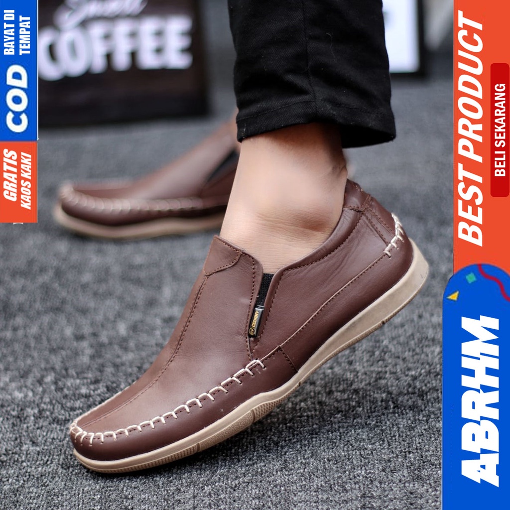 Sepatu Formal Hitam Pantofel Kulit Asli Kerja Pria ABRHM DIVOC