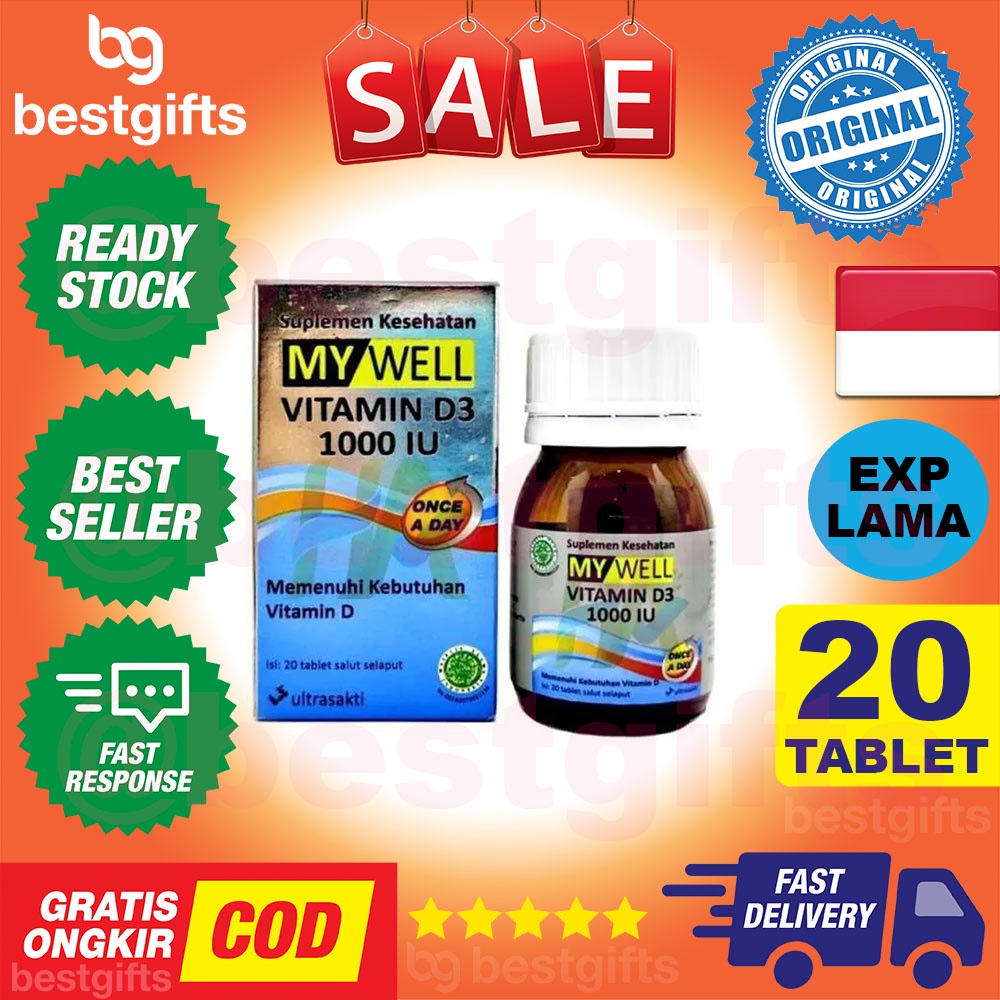 MYWELL VITAMIN D3 1000 IU SUPLEMEN KESEHATAN VITAMIN D 20 TABLET