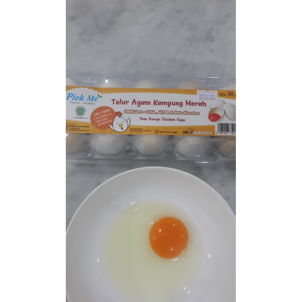 

Telur Ayam Kampung Merah Omega3 PICK ME (10 butir)