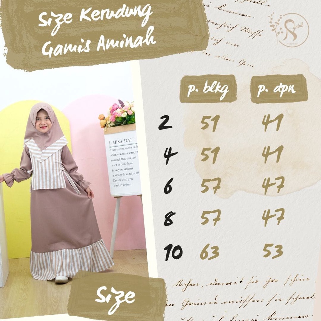 GAMIS ANAK AMINAH TERMASUK KERUDUNG USIA 2-6 TAHUN