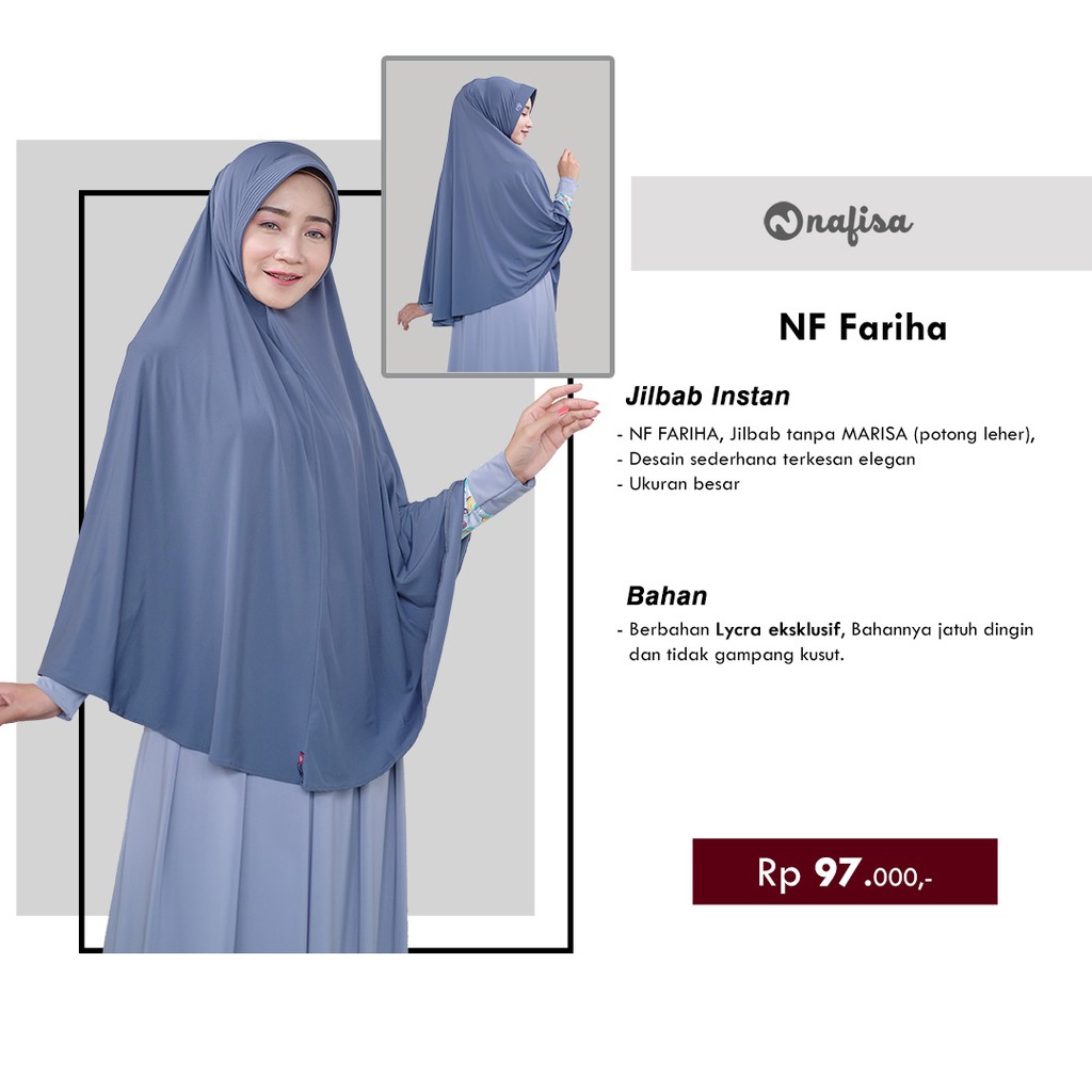 Jilbab Instan Bergo Nafisa Fariha - Hijab Syari Casual Khimar Pet Kecil Kerudung Jumbo Instan Sayri