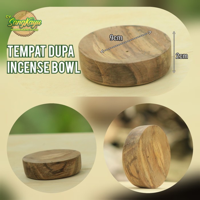 Incense burner tempat bakar dupa wooden stick holder jati mahoni bulat - kayu jati