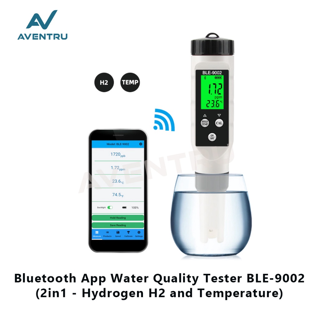 2in1 H2 Hydrogen Temperature Meter BLE 9002 Pengukur Kualitas Air