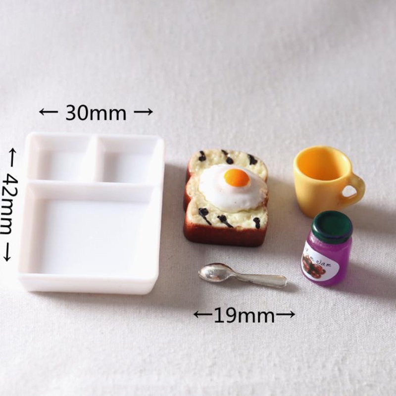 &lt; E2id &amp; &gt; 5pcs / set Mainan Miniatur Piring Selai / Roti Untuk Aksesoris Dapur Rumah Boneka