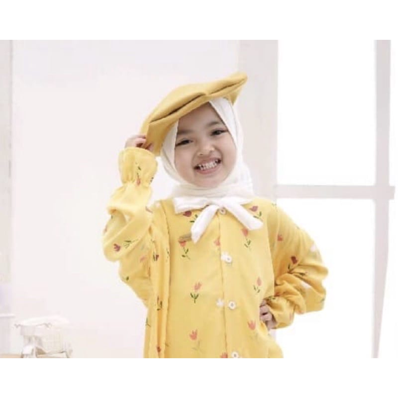 TOPI ANAK PEREMPUAN BARET FASHION KIDS CEWEK CAPLIN CAP FEDORA COWOK 2-8 TAHUN IMPORT A66-BARET KUNING