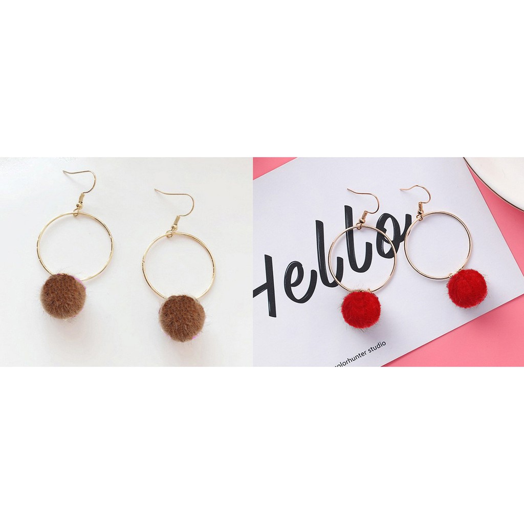 Anting fashion wanita anting korea style model hooks mix leopard ball 289