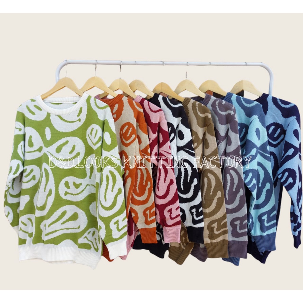 CREWNECK EMOTICON / SWEATER RAJUT PREMIUM / BAJU RAJUT / ATASAN RAJUT