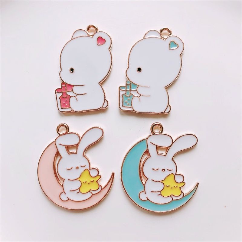 Bandul Kalung Keychain Bentuk Bunny and Bear